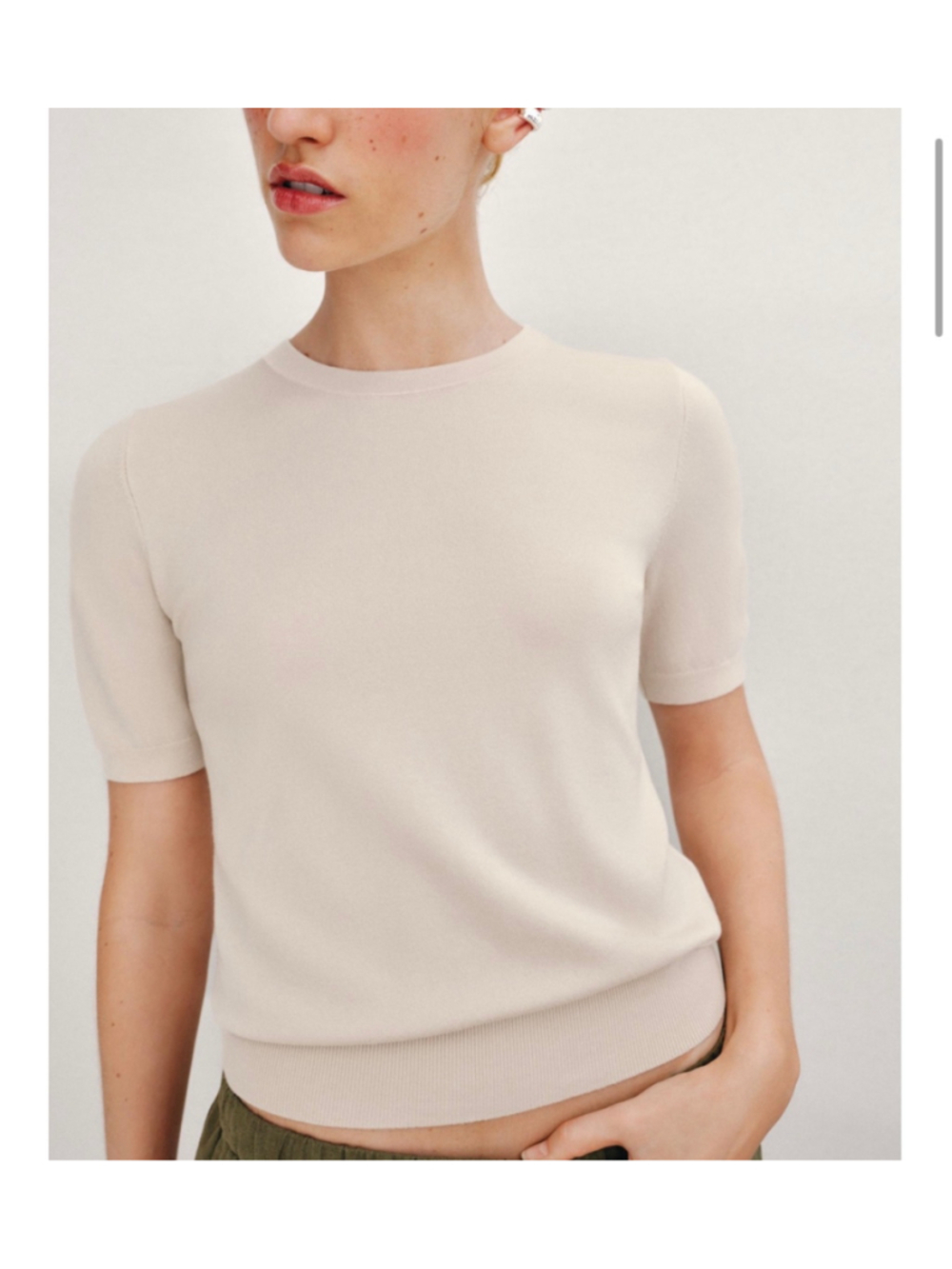 Women's Zara Short Sleeve Knit Tee Beige Size M